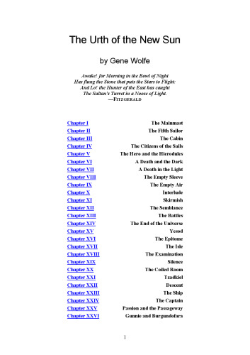 ﻿Urth of the New Sun (کتاب خورشید نو، کودا)