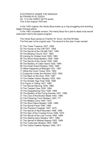 Footprints Under Window (هاردی پسران، سری اصلی، کتاب 12)