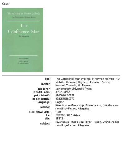 مرد اعتماد به نفس (نوشته های هرمان ملویل ، جلد 10)