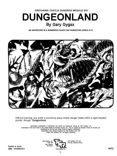 Dungeonland: یک ماجراجویی در یک مکان شگفت انگیز برای شخصیت های سطح 9-12 (AD&D Fantasy Roleplaying edition 1 ، ماژول قلعه سیاه و سفید Greyhawk Dungeon EX1)