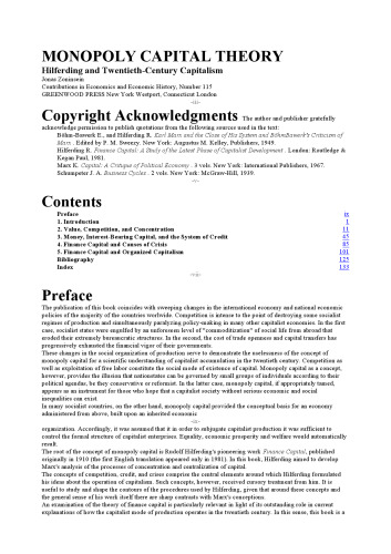 تئوری سرمایه انحصاری: هیلفردینگ و سرمایه داری قرن بیستم (سهم در اقتصاد و تاریخ اقتصادی)