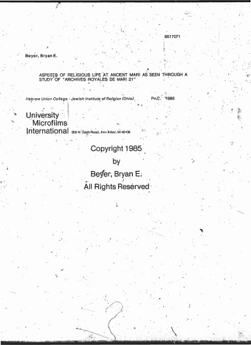 ﻿جنبه های زندگی مذهبی در ماری باستان همانطور که از طریق مطالعه 