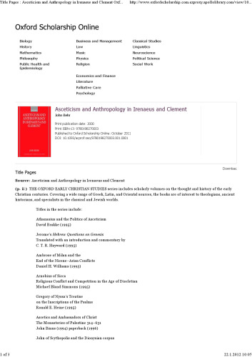 ﻿زهد و انسان شناسی در ایرنئوس و کلمنت