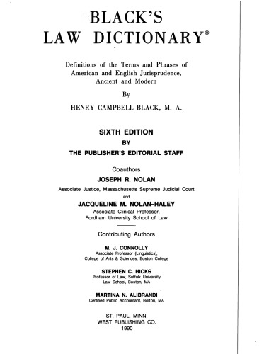 ﻿دیکشنری قانون بلک ویرایش ششم
