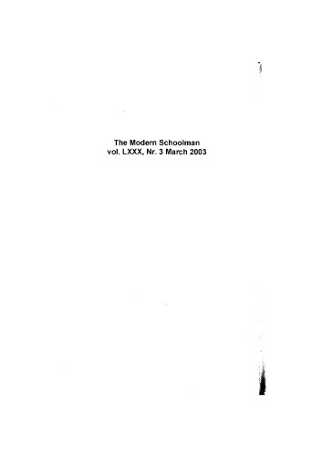 The Modern Schoolman ، جلد. 80 ، n 3 ، 2003