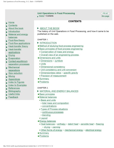 عملیات واحد در پردازش مواد غذایی، ویرایش دوم، نسخه وب