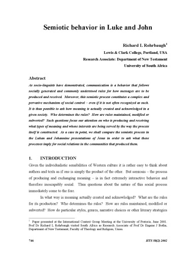 رفتار نشانه شناختی در لوقا و جان