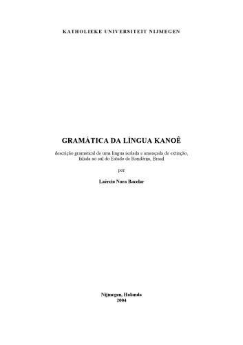 ﻿Gramática da língua Kanoê