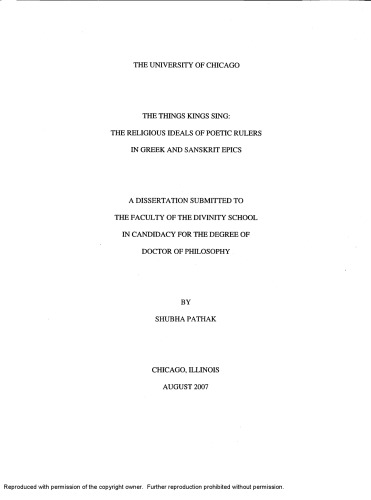 چیزهایی که پادشاهان آواز می خوانند: آرمان های مذهبی قوانین شاعرانه در حماسه های یونانی و سانسکریت
