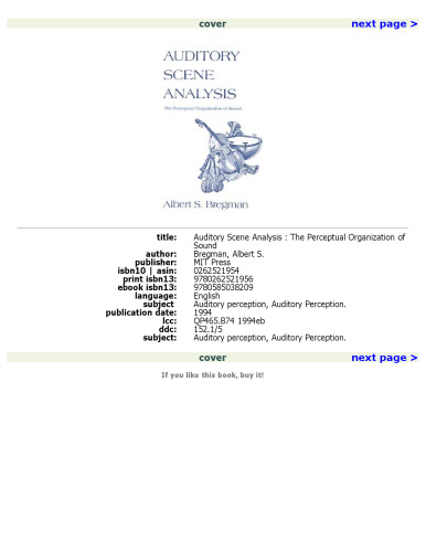 تحلیل صحنه شنوایی: سازمان ادراکی صدا