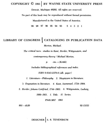 چرخش انتقادی: مطالعات در کانت ، هردر ، ویتگنشتاین و نظریه معاصر (کریتیک: مجموعه مطالعات فرهنگی و نظریه ادبی آلمان)