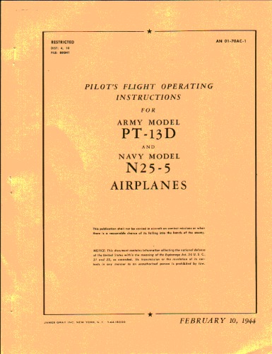 ﻿دستورالعمل‌های عملیاتی پرواز خلبانان برای هواپیماهای ارتش مدلPT-13D و نیروی دریایی ModelN2S-5