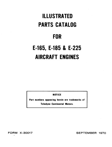 کاتالوگ قطعات Illustrated برای هواپیماهای E-165، E-185 E-225 AircraftEngines