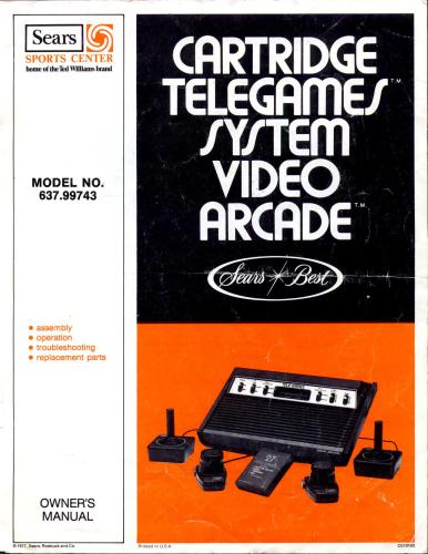 ﻿کتابچه راهنمای مالک سیستم ویدیویی Arcade Telegames Sears Cartridge