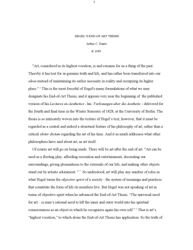 پایان نامه هنر هگل