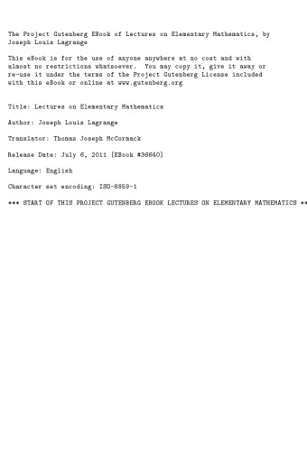 سخنرانی های ریاضیات ابتدایی