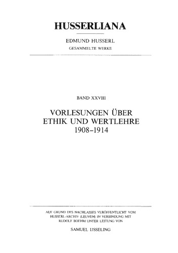 سخنرانی در زمینه اخلاق و نظریه ارزش. 1908-1914