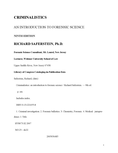 جرم شناسی: مقدمه ای بر علوم پزشکی قانونی