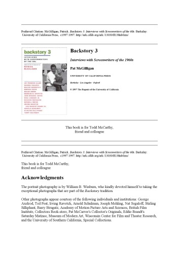 Backstory 3: مصاحبه با فیلمنامه نویسان دهه 1960