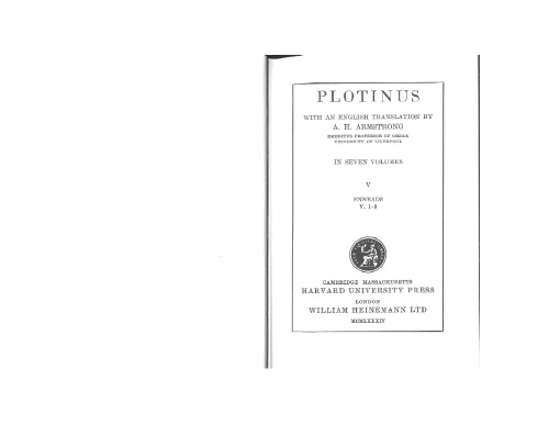 Plotinus V: Ennead V