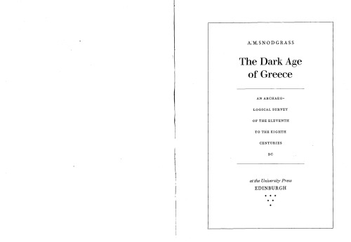 عصر تاریک یونان: یک بررسی باستان شناسی از سده های 11 تا 8 قبل از میلاد