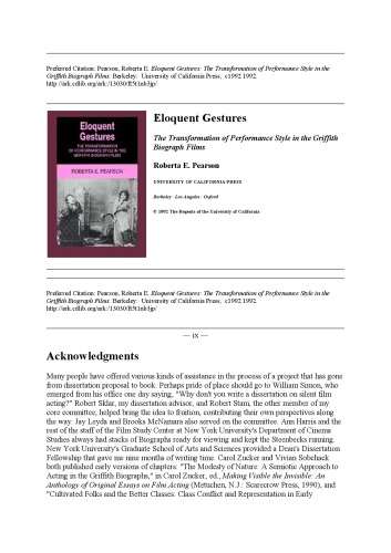 حرکات فصیح: تحول در سبک عملکرد در فیلم های بیوگرافی گریفیت