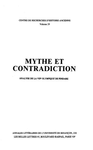 ﻿Mythe et Contradiction - Analyse de la VOIe Olympique de Pindare