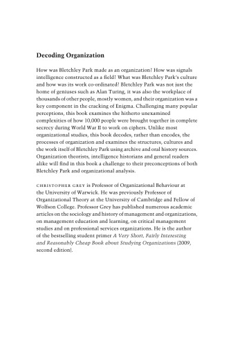 سازمان رمزگشایی: پارک بلتچلی ، کد شکنی و مطالعات سازماندهی