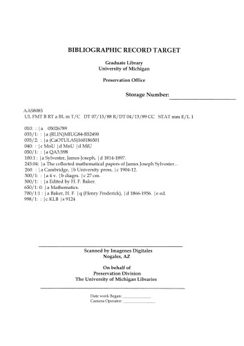 مقالات ریاضی جمع آوری شده از جیمز جوزف سیلوستر