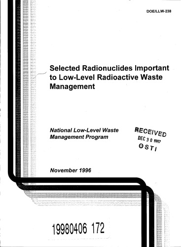 ﻿رادیونوکلئیدهای مهم برای ضایعات راد سطح پایین Mgmt