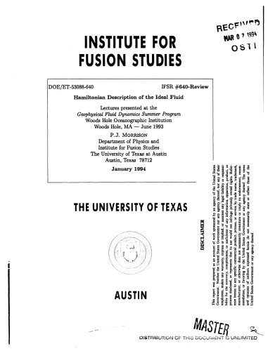 ﻿توصیف همیلتونی سیال ایده آل [مطالعات فیوژن] - سخنرانی ها