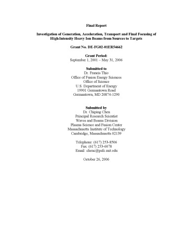 ﻿تولید، شتاب، انتقال و تمرکز نهایی پرتوهای یون سنگین با شدت بالا