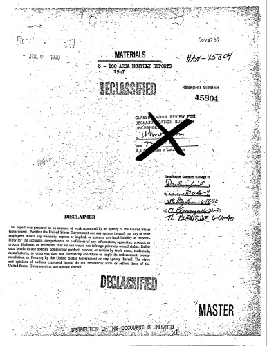 ﻿گزارش های ماهانه 100 منطقه ای [برای سال 1947] [محرمانه]