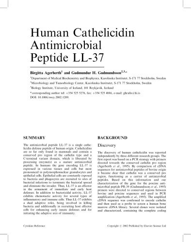 ﻿پپتید ضد میکروبی Cathelicidin LL-37 Gudmundsson Human [مقاله]