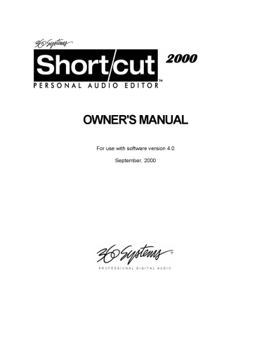 360 SYSTEMS Short Cut 2000 ویرایشگر صوتی شخصی