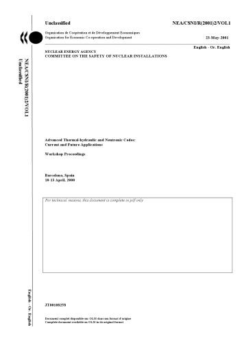 کدهای نوترونیکی پیشرفته حرارتی و هیدرولیکی ، جلد 1 (csni-r2001-2-vol1)