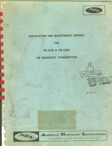 ﻿AEL مدل FM-12KD، 25KD Broadcast FM فرستنده (نصب، تعمیر و نگهداری)