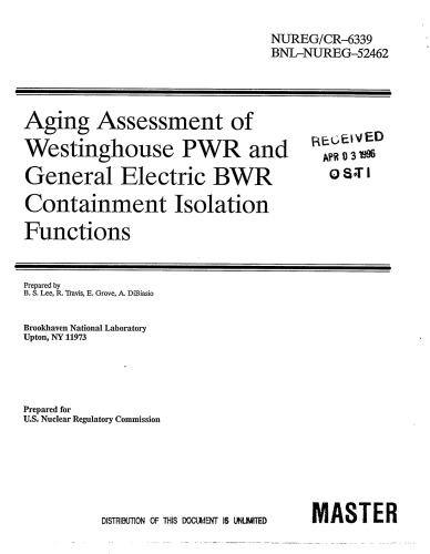 ﻿ارزیابی پیری - Westinghouse PWR، GE BWR Containment Isol Fns