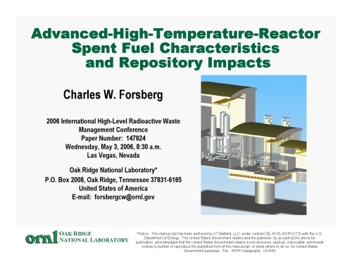 ﻿ویژگی های سوخت مصرف شده AHTR [پیش. اسلایدها]