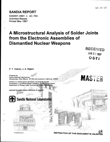 ﻿تجزیه و تحلیل اتصالات لحیم کاری از روش های الکترونیکی سلاح های هسته ای منحل شده