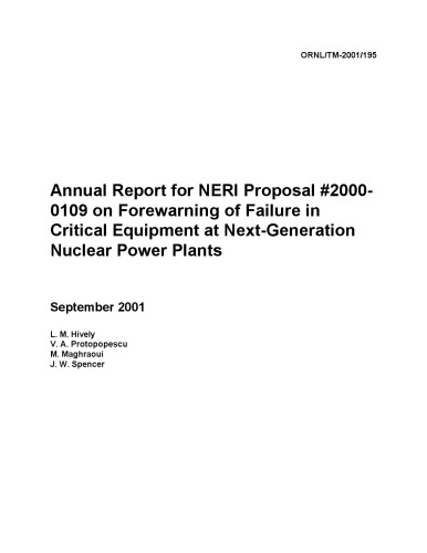 Ann Rpt - پیش بینی نارسایی - تجهیز بحرانی در نیروگاه های هسته ای نسل بعدی
