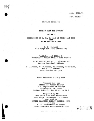 ﻿داده های اتمی برای همجوشی [اتم های سبک] جلد 1 (جدول داده ها، نمودارها)