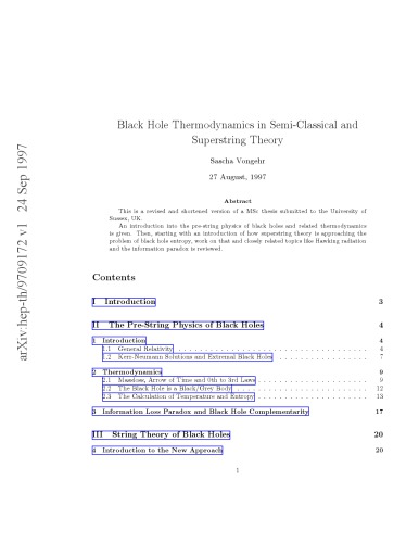 ترمودینامیک سیاه چاله در نظریه Semiclassical ، Superstring