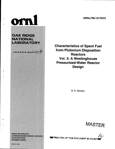 ﻿Chars of Spent Fuel از Pu-Dispos. Reactors Vol 3 [Westinghouse PWR]