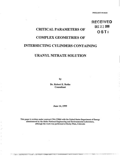 ﻿پارامترهای بحرانی هندسه های پیچیده سیلندرهای حاوی نیترات اورانیل