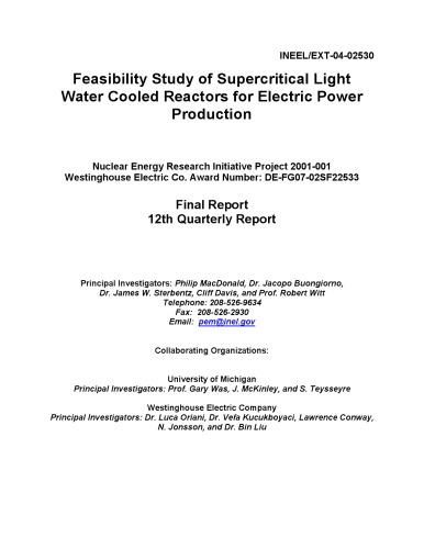 ﻿مطالعه امکان سنجی - LWRهای فوق بحرانی برای تولید توان الکتریکی