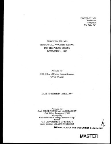 ﻿مواد راکتور فیوژن [Rpt نیمه سالانه 31 دسامبر 1996]