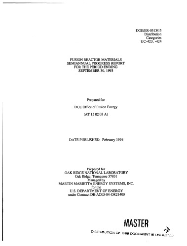 ﻿مواد راکتور فیوژن [Rpt نیمه سالانه 30 سپتامبر 1993]