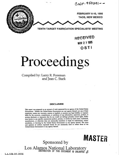 Fusion Target Fabrication - دهمین جلسات متخصصان جلسه