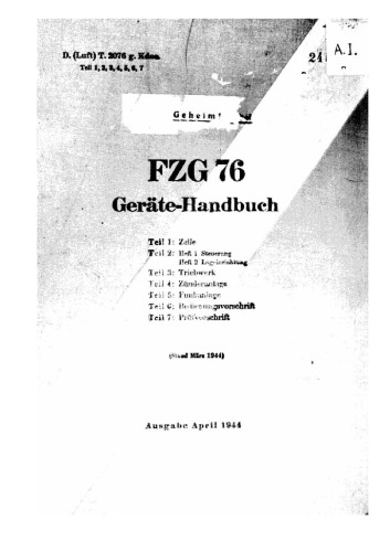 دفترچه راهنمای دستگاه FZG-76 (دستی بمب V-1)